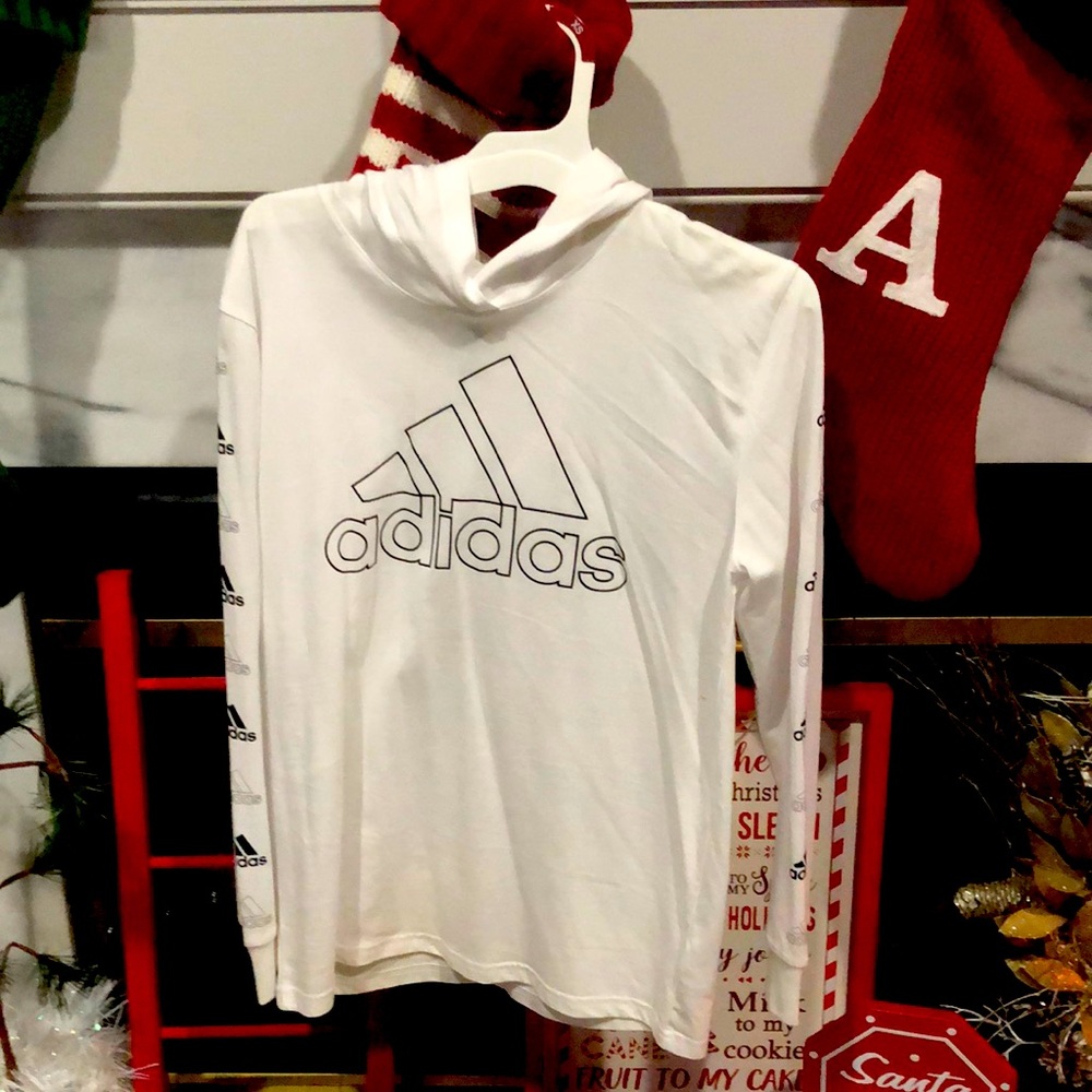 Youth Medium 10/12 brand new adidas hood long sleeve T-shirt